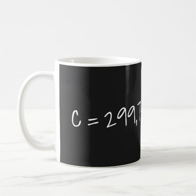 Speed of light "c=299792458 m/s" Math & Science Coffee Mug (Left)