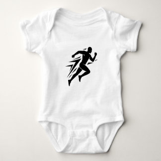 Speed Runner Silhouette Athletic Sports Design Baby Bodysuit
