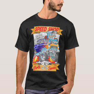 Speed Shop Hotrod Muscle Car Cartoon T-Shirt