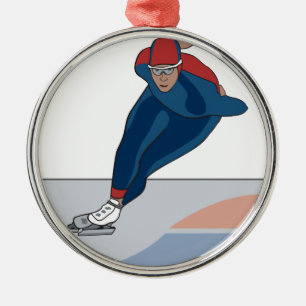 speed skater metal tree decoration