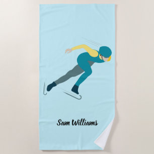 Speed Skating Beach Towel