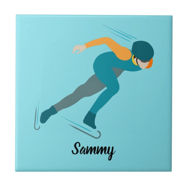 Speed Skating Ceramic Tile (Front)