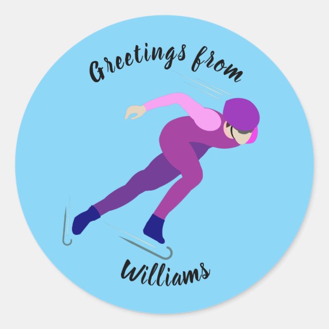 Speed Skating Classic Round Sticker (Front)