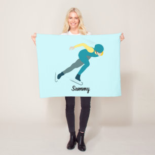 Speed Skating Fleece Blanket