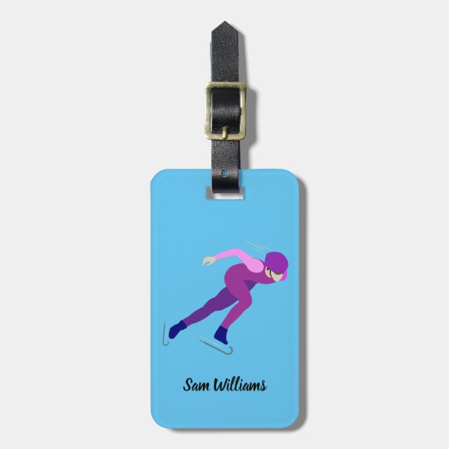 Speed Skating Luggage Tag (Front Vertical)