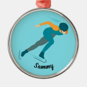 Speed Skating Metal Ornament