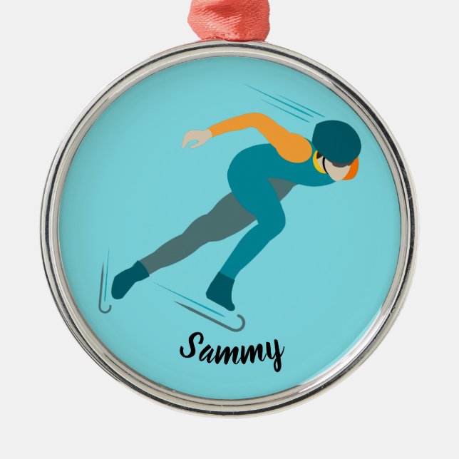 Speed Skating Metal Ornament (Front)
