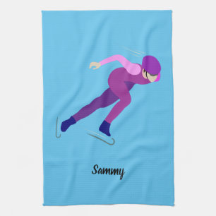 Speed Skating Tea Towel