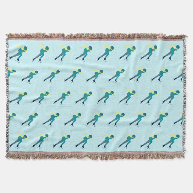 Speed Skating Throw Blanket (Front)