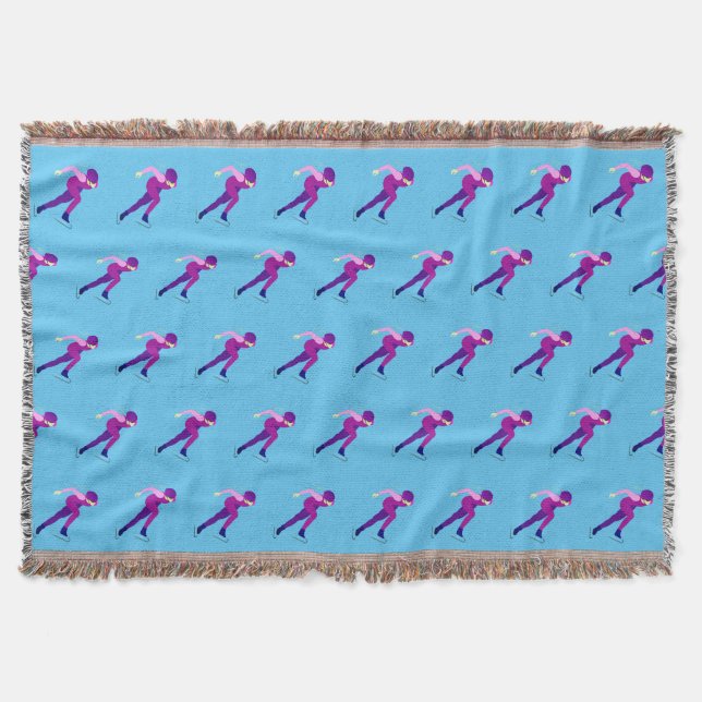 Speed Skating Throw Blanket (Front)