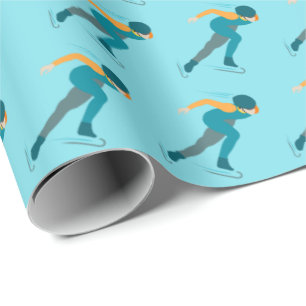 Speed Skating Wrapping Paper