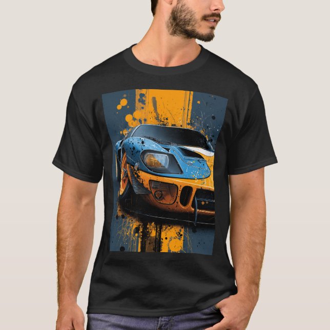 Speed & Splatter – The Ford GT40 Gulf Legacy T-Shirt (Front)