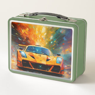 Speed Unleashed: Abstract Supercar Art Print Metal Lunch Box