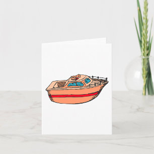 Speedboat Illustration Fun Nautical Boat Design Card
