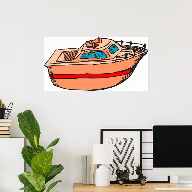 Speedboat Illustration Fun Nautical Boat Design Poster (Creator Uploaded)