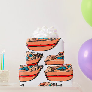 Speedboat Illustration Fun Nautical Boat Design Wrapping Paper