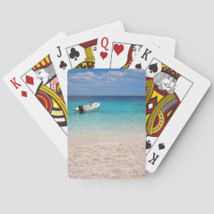 Speedboat in the blue sea playing cards deck