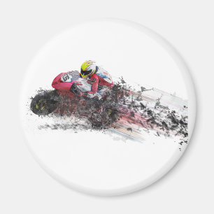 Speeding Motorcycle Racer Magnet