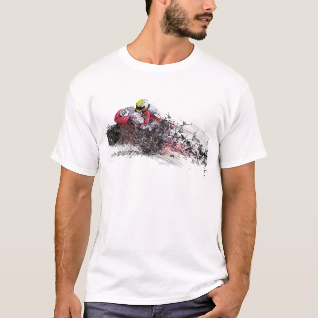 Speeding Motorcycle Racer T-Shirt (Front)
