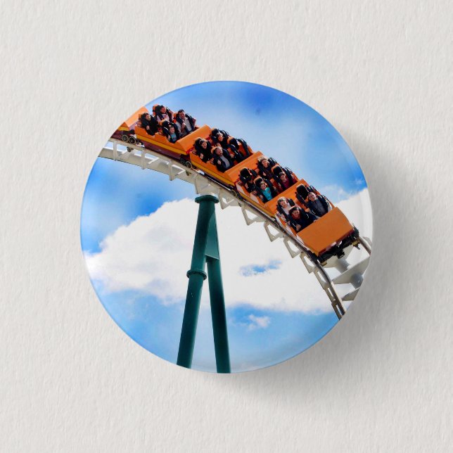 Speeding Orange Roller Coaster 3 Cm Round Badge (Front)