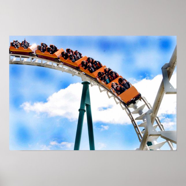 Speeding Orange Roller Coaster Poster (Front)