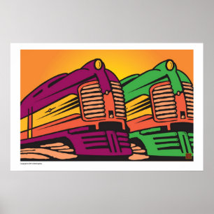 Speeding Trains-Print Poster