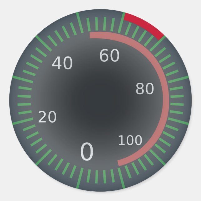 Speedometer Classic Round Sticker, Glossy Sticker (Front)