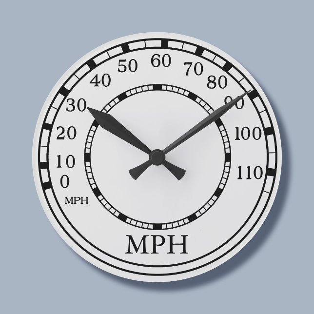 Speedometer MPH White Garage Clock (Add your initials)