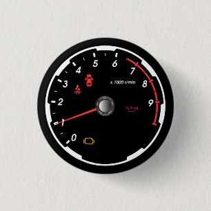 Speedometer - Tachometer  3 Cm Round Badge