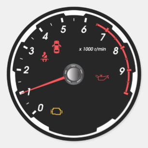 Speedometer - Tachometer Car Lover Phone Classic Round Sticker