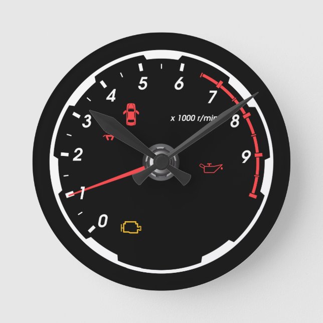 Speedometer - Tachometer Car Lover Round Clock (Front)