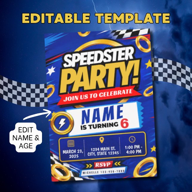 Speedster Racing Birthday Invitation (Creator Uploaded)