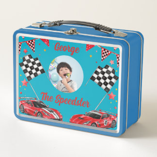 Speedster Red & Black Race Car Kids  Photo School  Metal Lunch Box