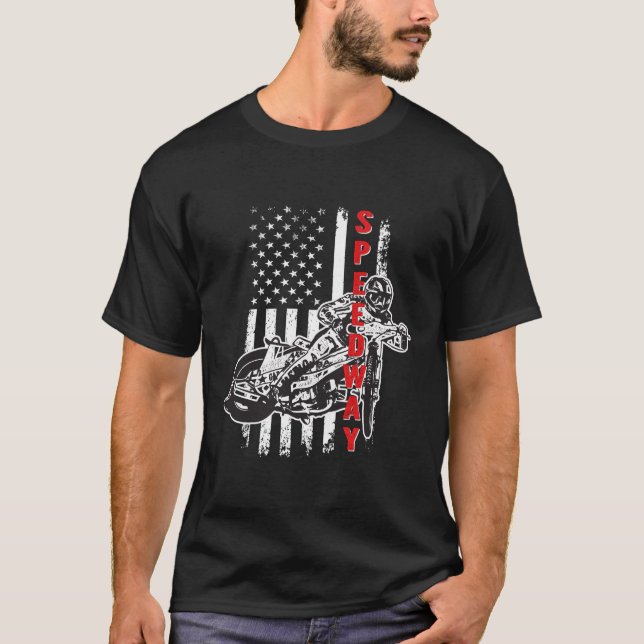 Speedway Bike S American Flag T-Shirt (Front)