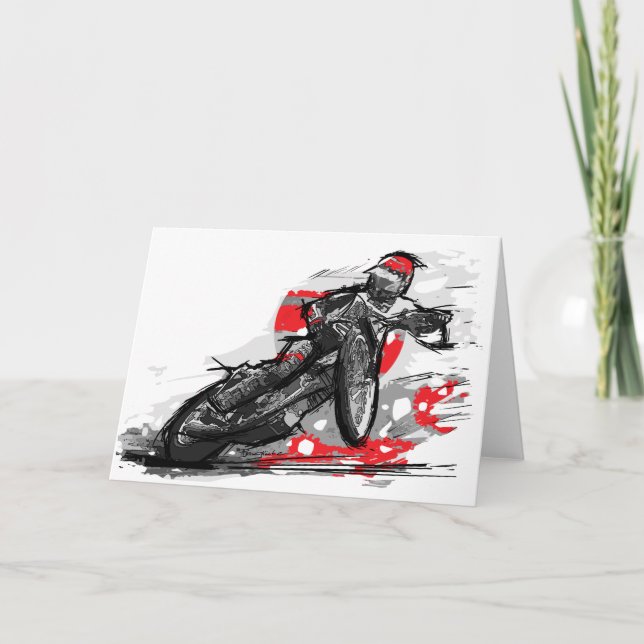 Speedway Flat Track Motorcycle Racer Card (Front)