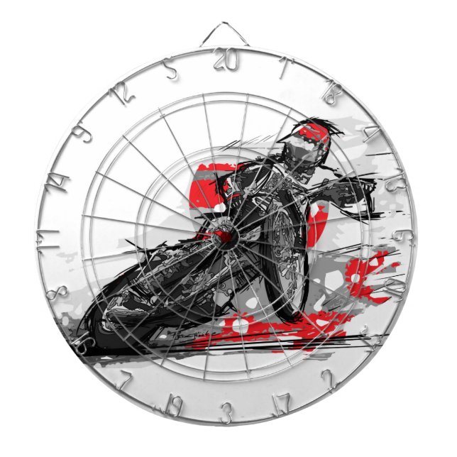 Speedway Flat Track Motorcycle Racer Dartboard (Front)