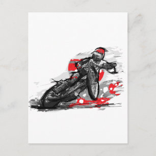 Speedway Flat Track Motorcycle Racer Postcard