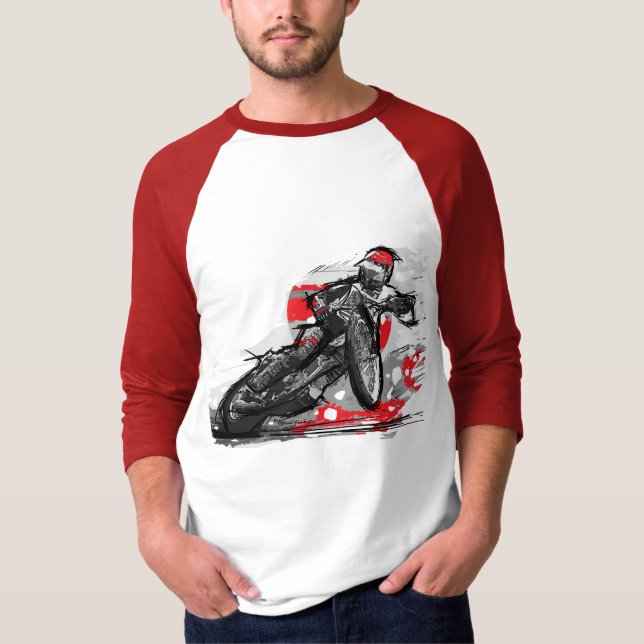 Speedway Flat Track Motorcycle Racer T-Shirt (Front)
