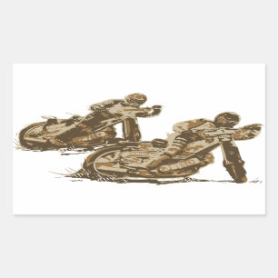 Speedway Motorcycle Racers Rectangular Sticker