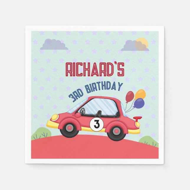 Speedway Race Car Racing Birthday Celebration Napkin (Front)