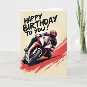 Speedy Birthday Motorcycle Art Card