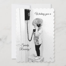 Speedy Recovery, Child, Old Phone, B&W Art