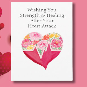 Speedy Recovery from Heart Attack Heart Flowers Card