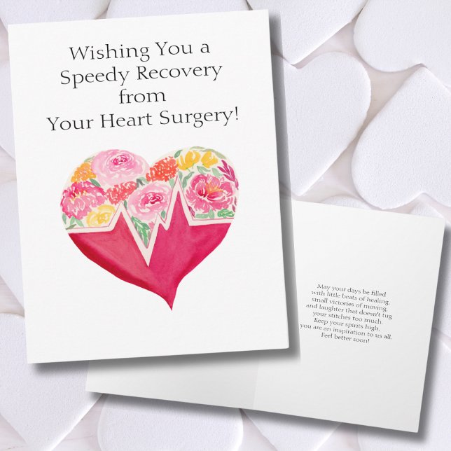 Speedy Recovery from Heart Surgery Heart Flowers Card (Creator Uploaded)