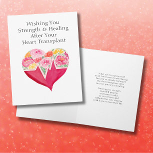 Speedy Recovery from Heart Transplant Heart Flower Card