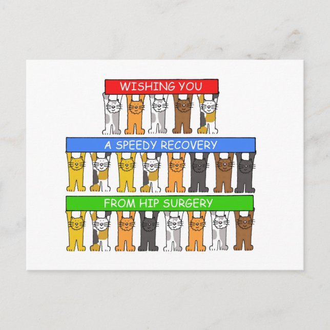 Speedy Recovery from Hip Surgery Cute Cats Postcard (Front)