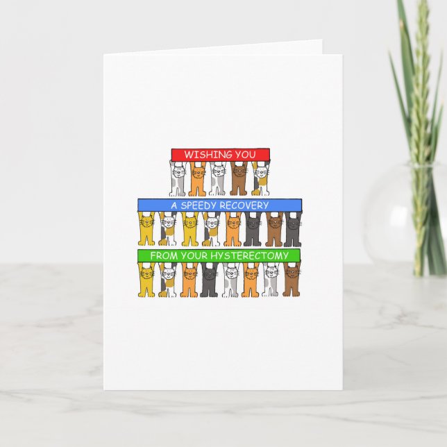 Speedy Recovery From Hysterectomy, Cute Cats. Card (Front)