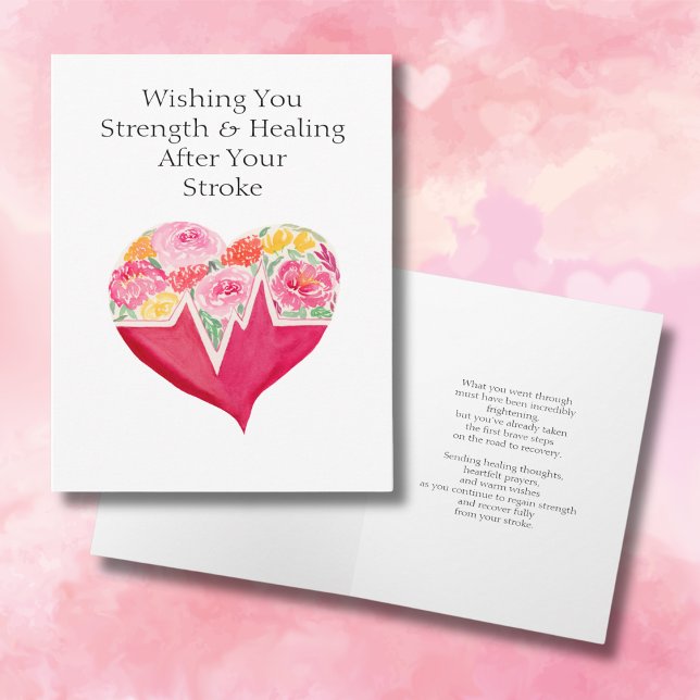Speedy Recovery from Stroke Heart Flowers Card (Creator Uploaded)