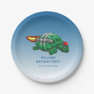 Speedy Rocket Turtle Birthday Paper Plate
