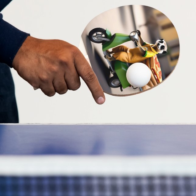 Speedy Service: Meerkat Delivers Pizza in Tuk-tuk Ping Pong Paddle (Insitu)